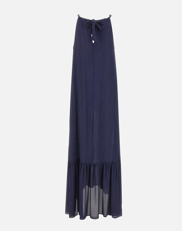 KAOS Abito lungo con balza BLUE Donna 