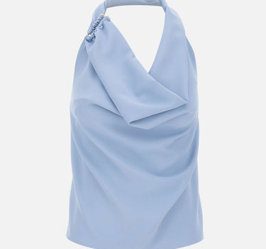 KAOS Blusa con collo sciallato Light Blue Donna 