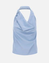 KAOS Blusa con collo sciallato Light Blue Donna 