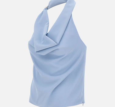 KAOS Blusa con collo sciallato Light Blue Donna 
