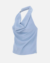 KAOS Blusa con collo sciallato Light Blue Donna 