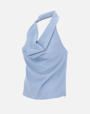 KAOS Blusa con collo sciallato Light Blue Donna 