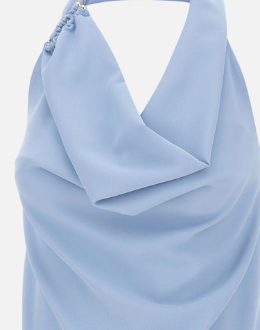 KAOS Blusa con collo sciallato Light Blue Donna 