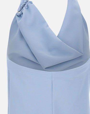 KAOS Blusa con collo sciallato Light Blue Donna 