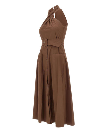 KAOS Abito chemisier in cotone BROWN Donna 