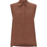 KAOS Blusa smanicata in lino BROWN Donna 