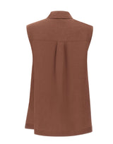 KAOS Blusa smanicata in lino BROWN Donna 