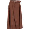 KAOS Gonna a ruota in lino BROWN Donna 