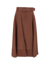 KAOS Gonna a ruota in lino BROWN Donna 