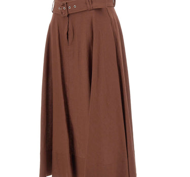 KAOS Gonna a ruota in lino BROWN Donna 