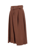 KAOS Gonna a ruota in lino BROWN Donna 
