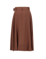 KAOS Gonna a ruota in lino BROWN Donna 