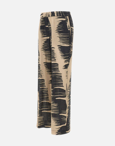 KAOS Pantaloni stampati in misto lino BEIGE Donna 
