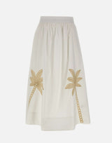 KAOS Gonna midi con ricamo WHITE Donna 