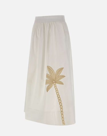 KAOS Gonna midi con ricamo WHITE Donna 