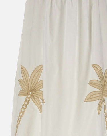 KAOS Gonna midi con ricamo WHITE Donna 