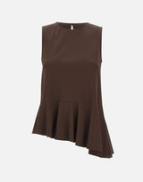 KAOS Blusa smanicata in misto viscosa BROWN Donna 