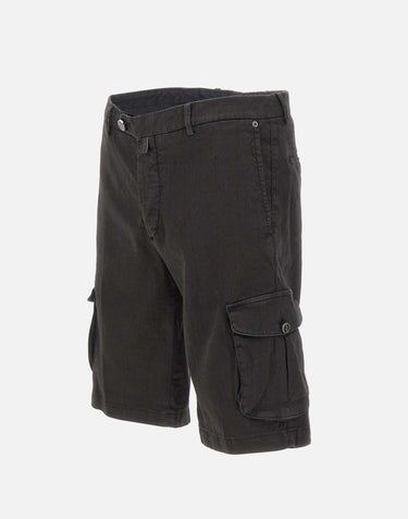 KITON Shorts cotone e lino BLACK Uomo 