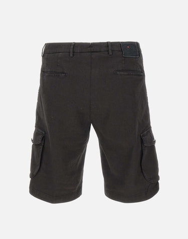 KITON Shorts cotone e lino BLACK Uomo 