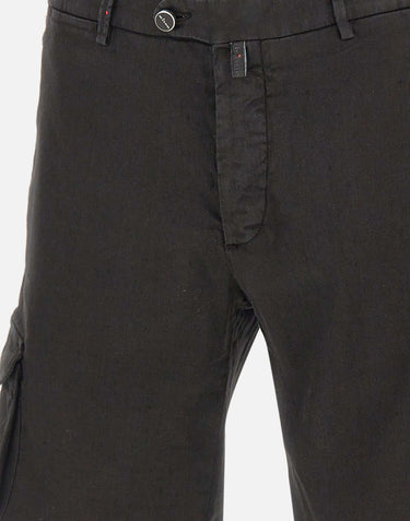 KITON Shorts cotone e lino BLACK Uomo 