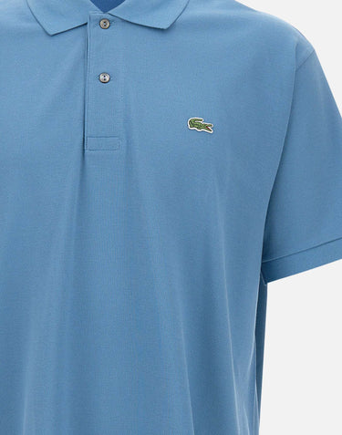 LACOSTE Polo in cotone piquet Light Blue Uomo 