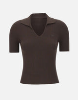 LACOSTE Polo slim fit a costine BROWN Donna 