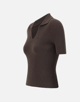 LACOSTE Polo slim fit a costine BROWN Donna 