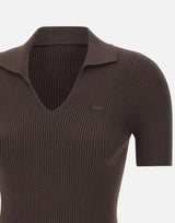 LACOSTE Polo slim fit a costine BROWN Donna 