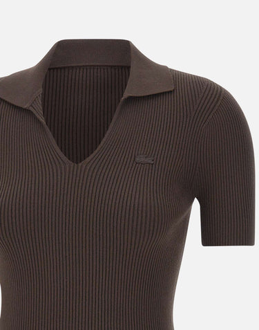 LACOSTE Polo slim fit a costine BROWN Donna 