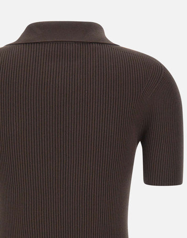LACOSTE Polo slim fit a costine BROWN Donna 