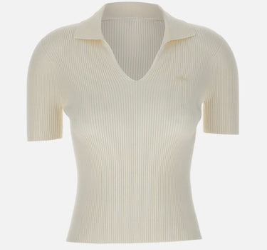 LACOSTE Polo slim fit a costine WHITE Donna 