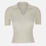 LACOSTE Polo slim fit a costine WHITE Donna 