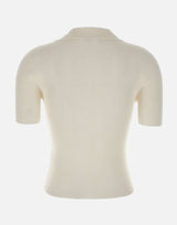 LACOSTE Polo slim fit a costine WHITE Donna 