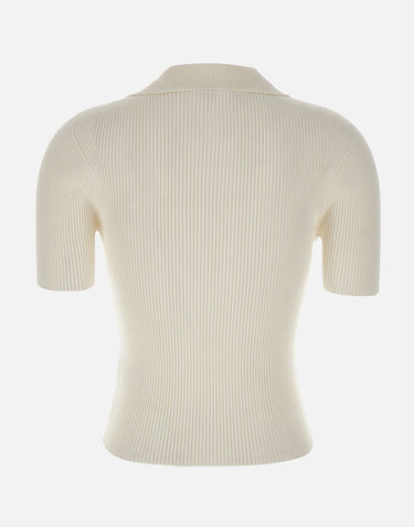 LACOSTE Polo slim fit a costine WHITE Donna 