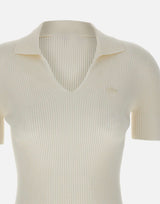 LACOSTE Polo slim fit a costine WHITE Donna 