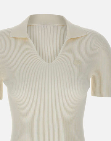 LACOSTE Polo slim fit a costine WHITE Donna 