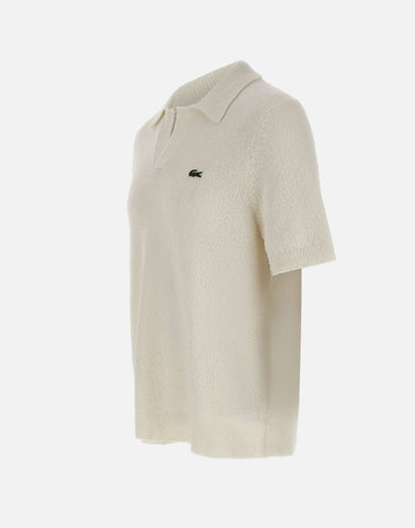 LACOSTE Polo in maglia bouclé classic fit WHITE Uomo 