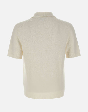LACOSTE Polo in maglia bouclé classic fit WHITE Uomo 