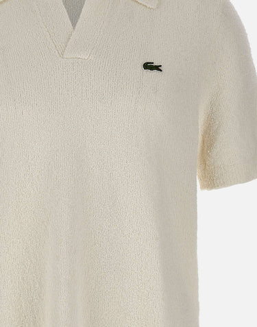 LACOSTE Polo in maglia bouclé classic fit WHITE Uomo 