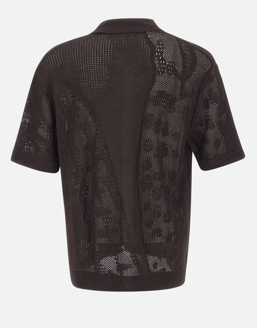 Camicia in maglia di pizzo con coccodrillo AH0796 3LA LACOSTE 