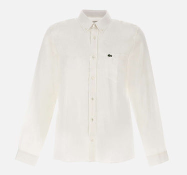 LACOSTE Camicia in lino WHITE Uomo 