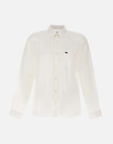 LACOSTE Camicia in lino WHITE Uomo 