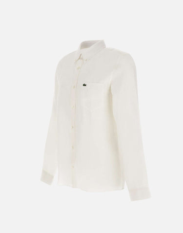 LACOSTE Camicia in lino WHITE Uomo 