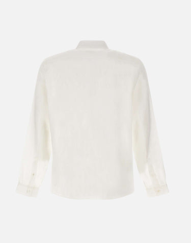 LACOSTE Camicia in lino WHITE Uomo 