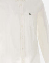 LACOSTE Camicia in lino WHITE Uomo 