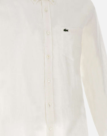 LACOSTE Camicia in lino WHITE Uomo 