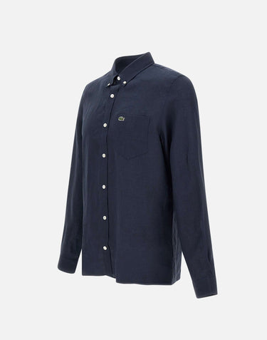 LACOSTE Camicia in lino BLUE Uomo 