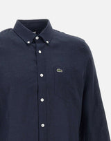 LACOSTE Camicia in lino BLUE Uomo 