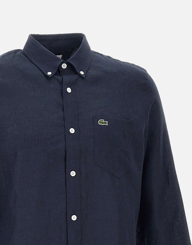 LACOSTE Camicia in lino BLUE Uomo 