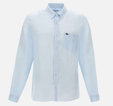 LACOSTE Camicia in lino Light Blue Uomo 